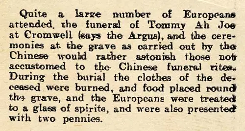 Early Chinese funeral, Cromwell