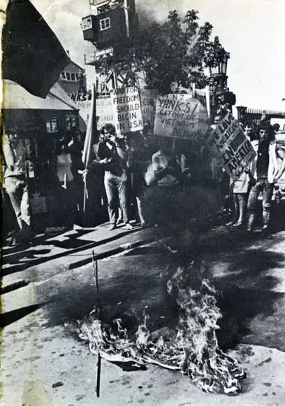 Flag burning at an anti-Vietnam War protest