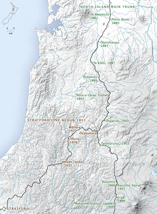 Development of railway lines through the King Country