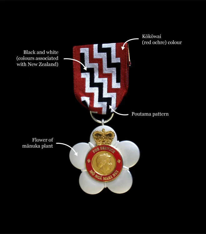 New Zealand design elements: men’s Queen’s Service Order badge