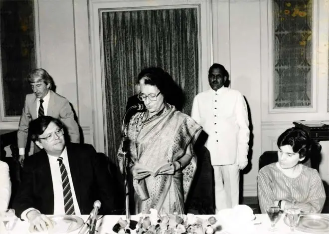 David and Naomi Lange with Indira Gandhi, India, 1984