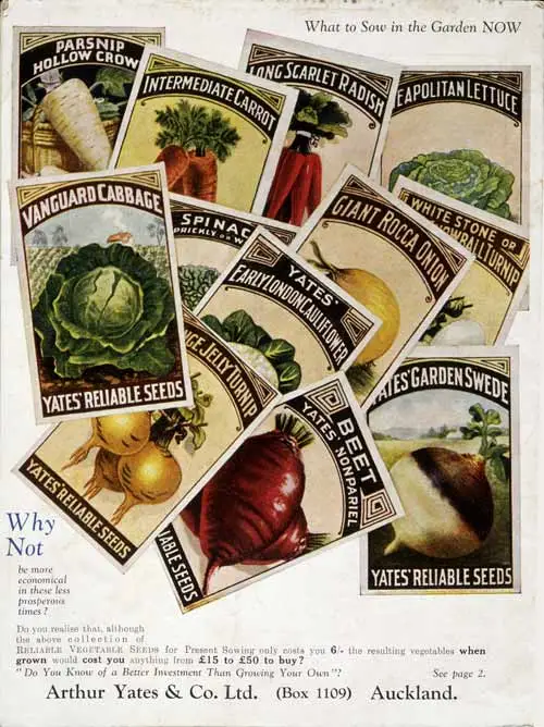 Vegetable seed packets, 1932