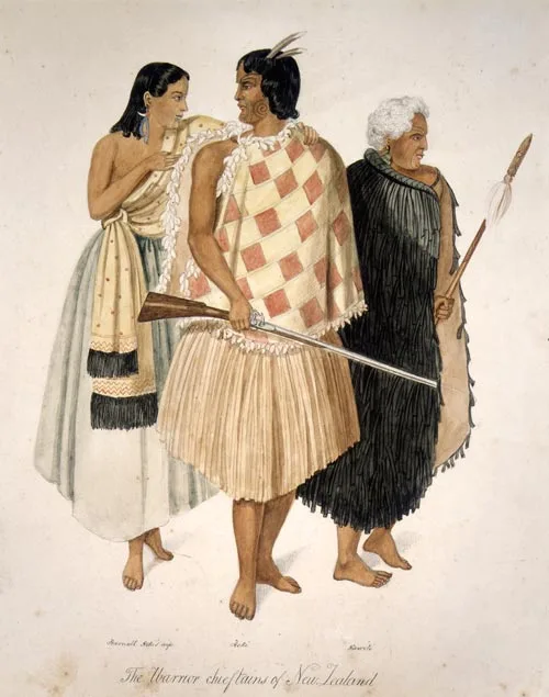 Hōne Heke with Te Ruki Kawiti and Hāriata Rongo