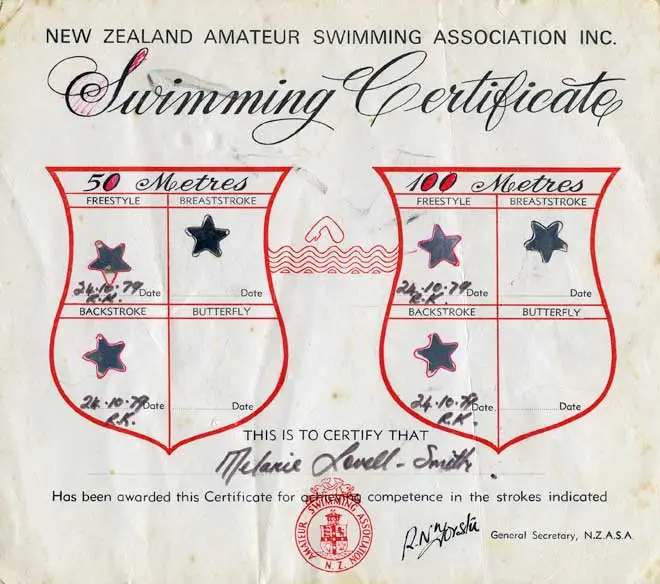 Learning to swim: 1979 certificate