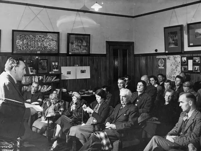 Knitting during a lecture, 1940s