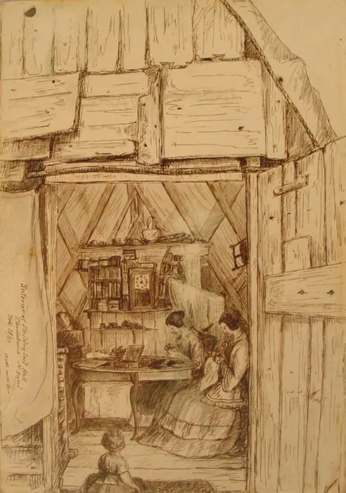 Interior of a V-hut, 1851