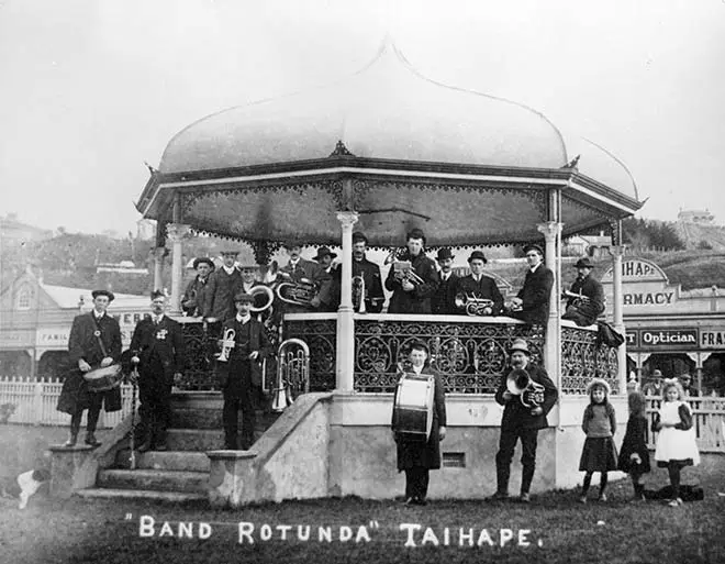 Taihape brass band at the band rotunda