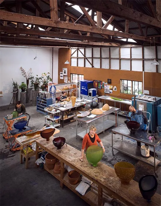 Glass artist Ann Robinson in her studio, 2009