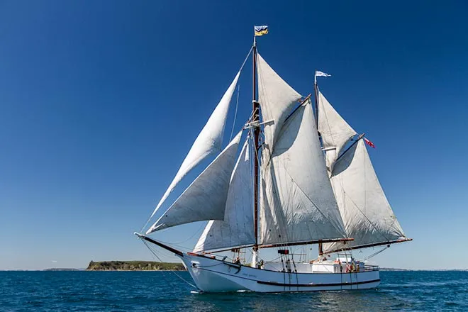 The restored Jane Gifford under sail
