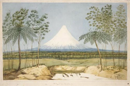 Mt Taranaki (Egmont) by Charles Heaphy, 1840