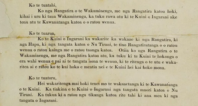 The three articles of the Treaty of Waitangi