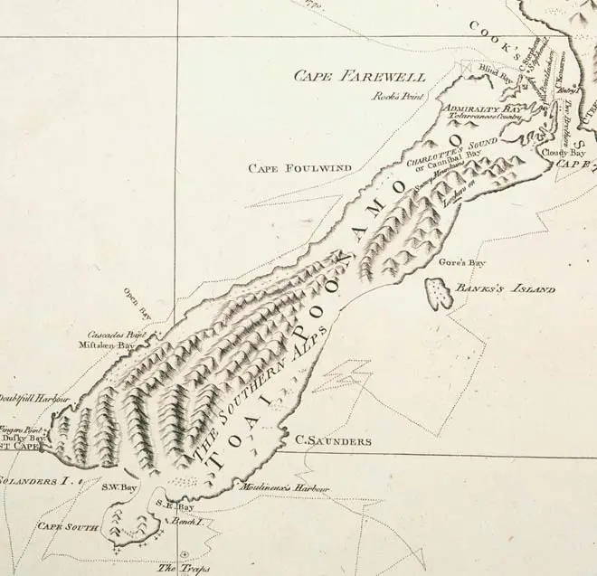 James Cook’s map of the South Island