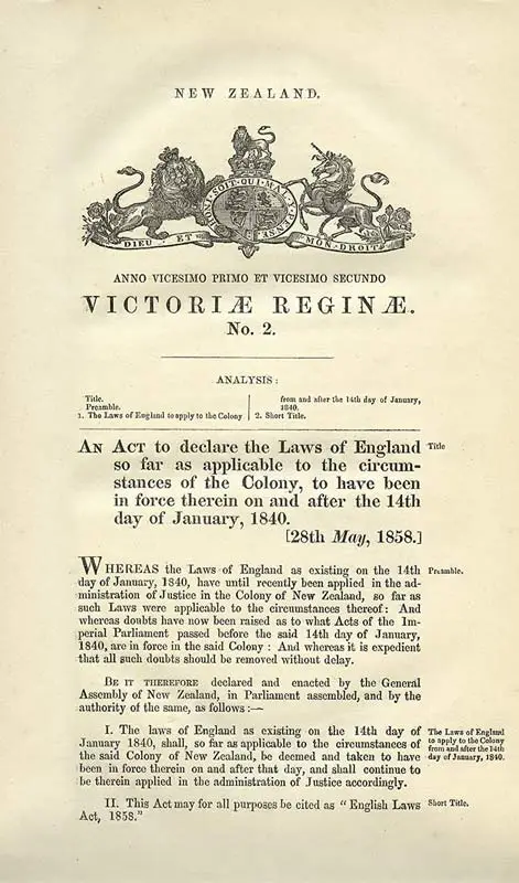 English Laws Act 1858