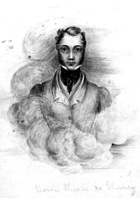 A pencil sketch of Charles Philippe Hippolyte de Thierry by an unknown artist