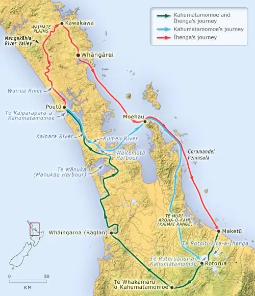 Kahumatamomoe and Īhenga’s journeys