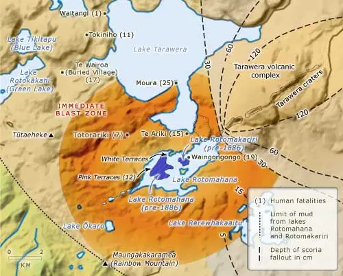 Devastation caused by the Tarawera eruption