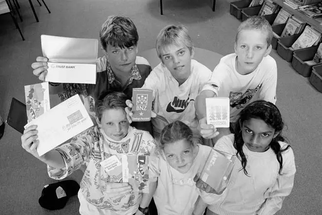 Children with bank books