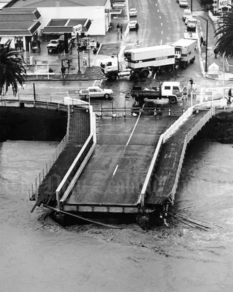 Bridge washout after Cyclone Bola