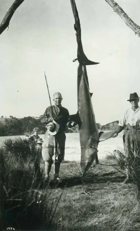 Zane Grey with a mako shark