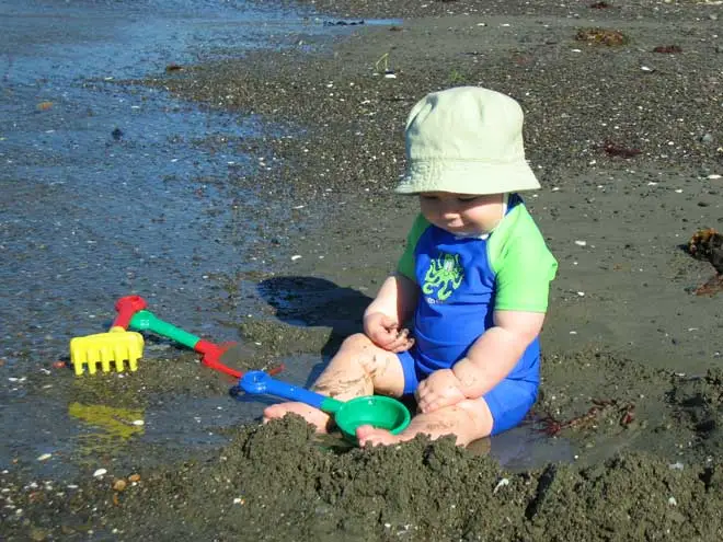 Playing at the beach, 2006