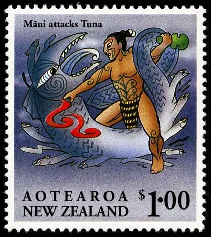 Māui fighting Tuna