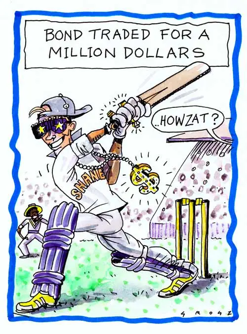 Cartoon about Shane Bond