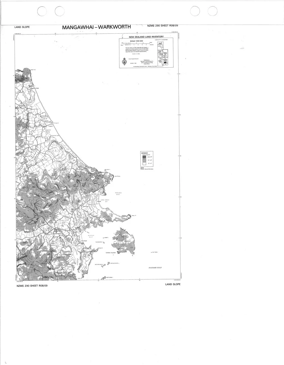 New Zealand Land Inventory : Mangawhai-Warkworth : Land slope