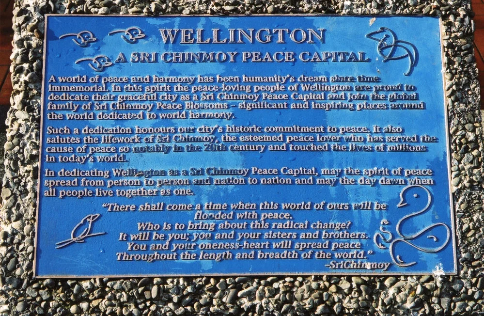 Wellington: a Sri Chinmoy Peace Capital (plaque)