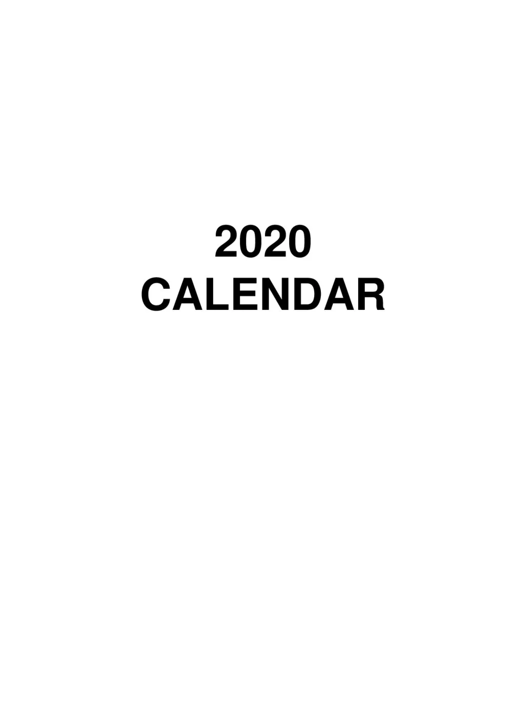 Calendar 2020