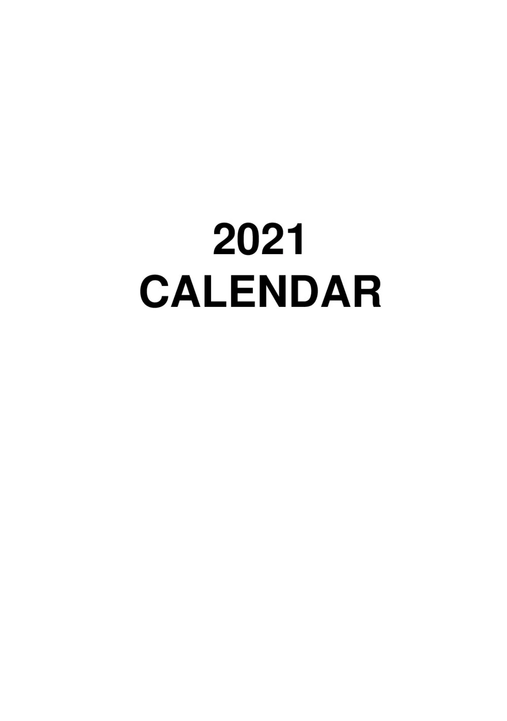 Calendar 2021