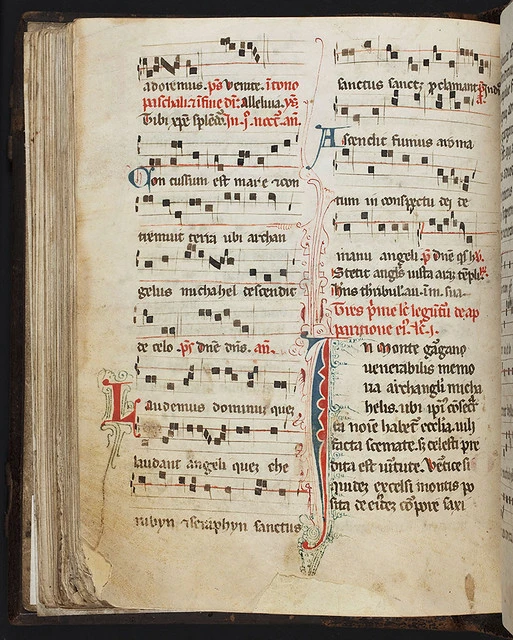 Noted breviary, f.153v, (218 x 162 mm), 14th century, Alexander Turnbull Library, MSR-06.