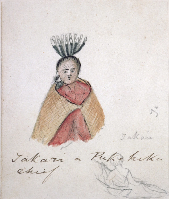 Taylor, Richard, 1805-1873 :Takari, a Pukehika chief. [ca 1848].