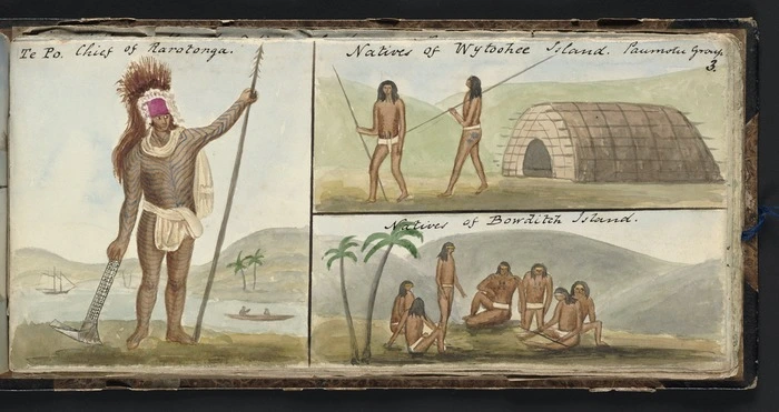 Te Po. Chief of Rarotonga. Natives of Wytoohe Island. Paumotu group. Natives of Bowditch Island