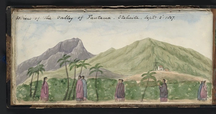 View of the valley of Fautaua. Otaheite