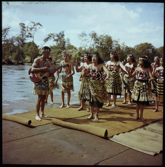 Kapa haka members performing during Waitangi celebrations